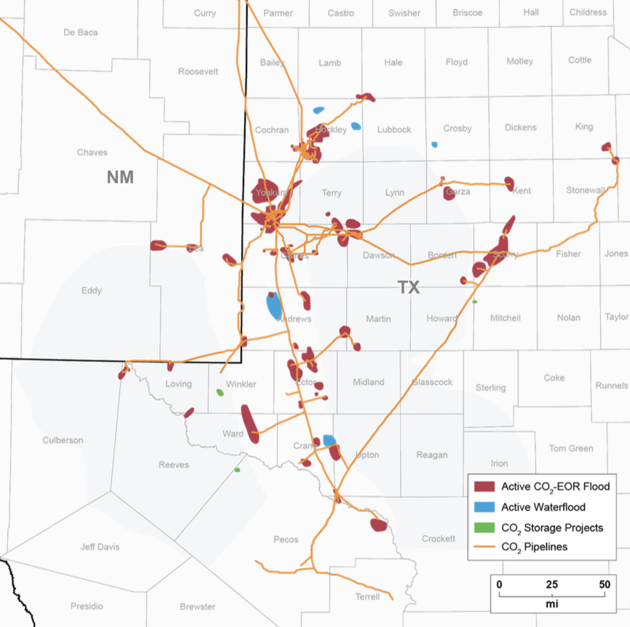 Panther CCUS Pillar Page - Enverus Permian CO2 EOR Map